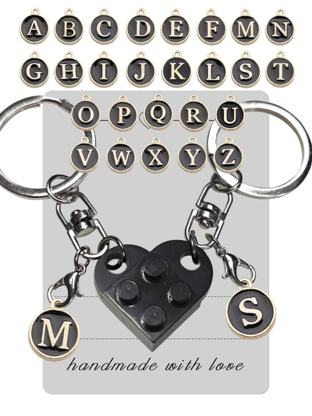 Personalized Brick Matching Heart Keychains - Valentine's Gifts for Mom, Dad, Co